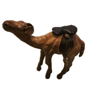 Vintage 14" Tall Handmade Leather Camel Figure